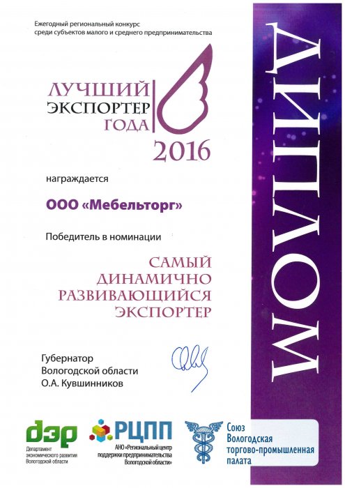 Диплом за развитие экспорта